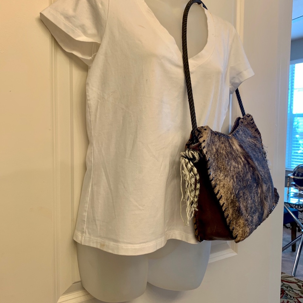 Handcrafted western-style cowhide leather handbag